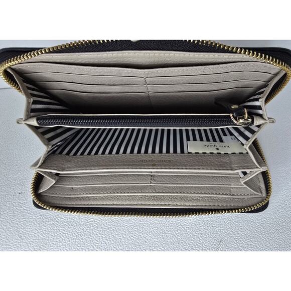 kate spade NY Continental Wallet Cobble Hill Leather Zip Around Lacey Beige - Picture 10 of 11